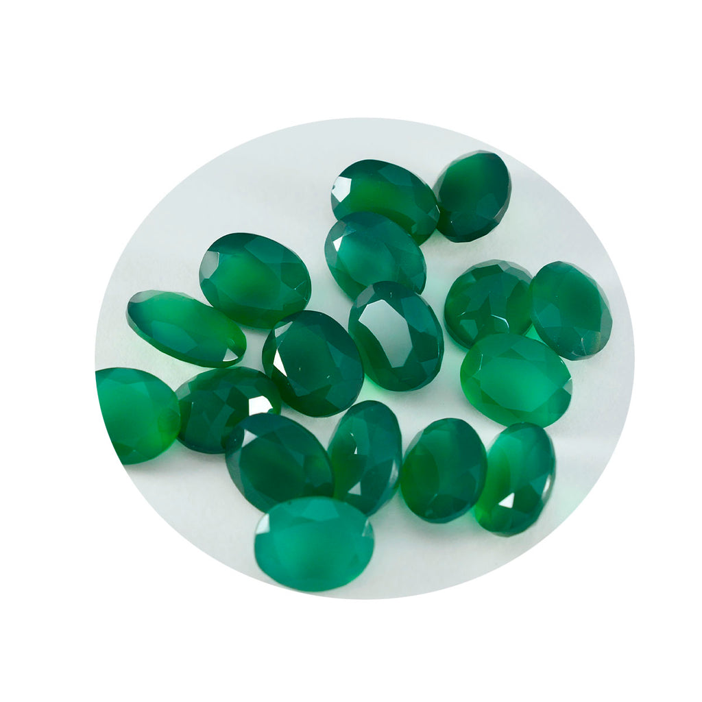 Green Onyx 1PC Small 6x9 MM Oval Faceted Green Luster Semi Precious Loose Gems
