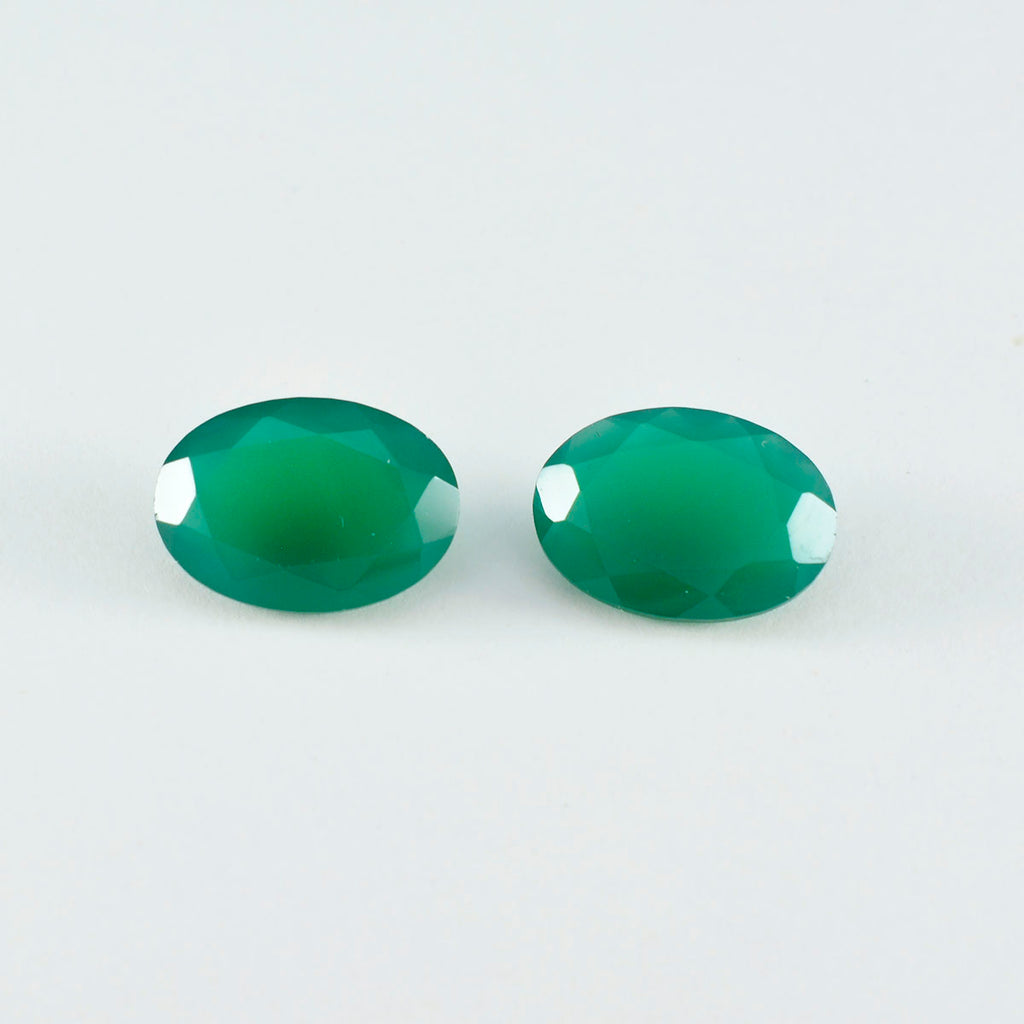Green Onyx 1PC Large 10x14 MM Oval Faceted Green Superior Semi Precious Gems