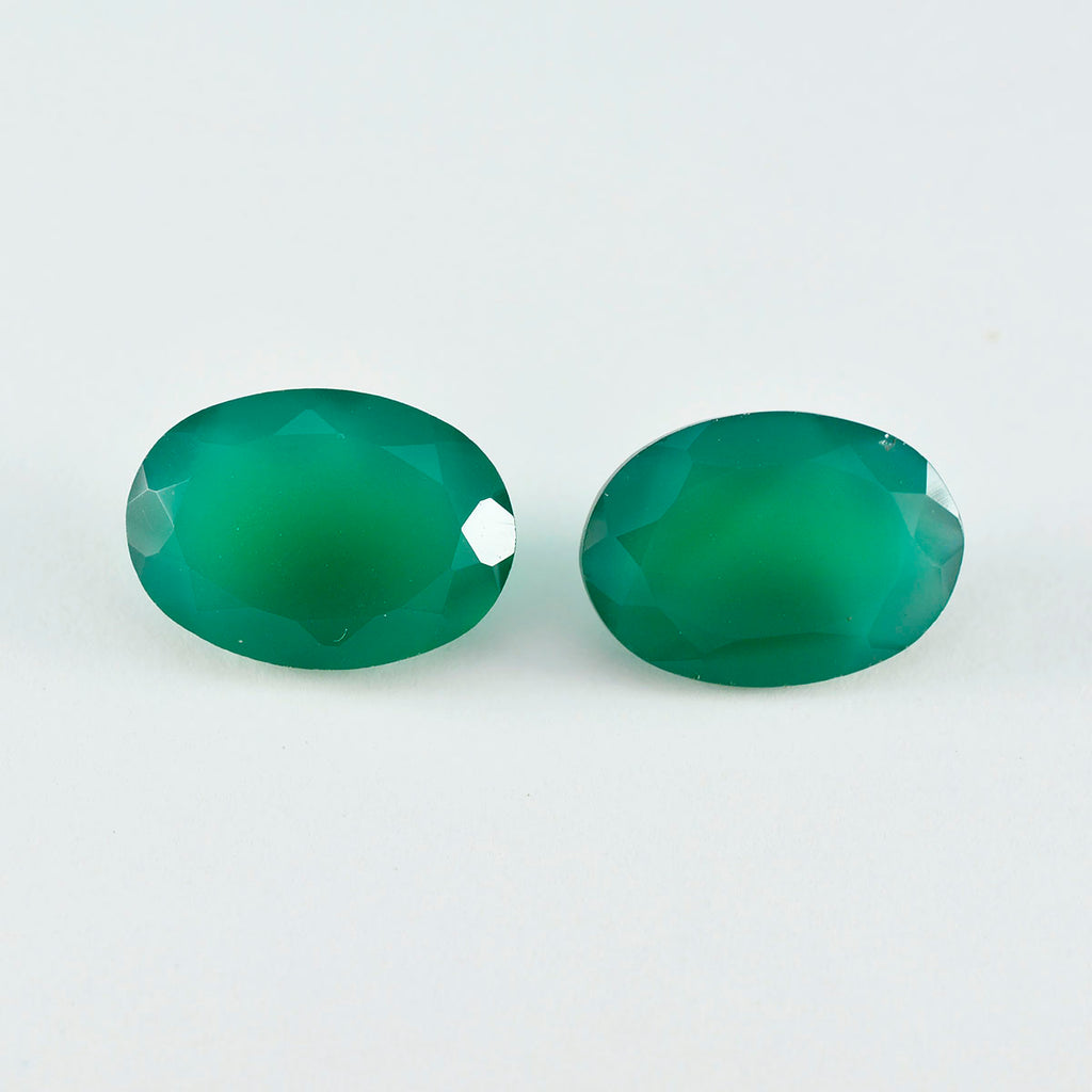 Green Onyx 1PC Chunky 15x20 MM Oval Faceted Green Brilliant Semi Precious Loose Gemstones