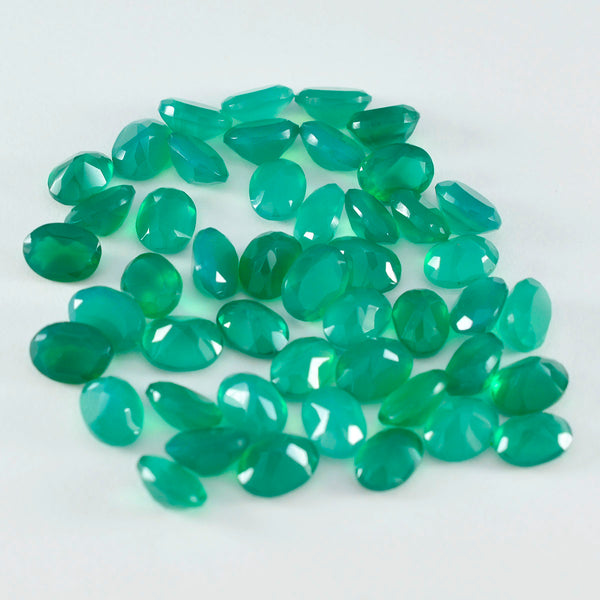 Green Onyx 1PC Tiny 5x7 MM Oval Faceted Green Polished Semi Precious Loose Gemstones