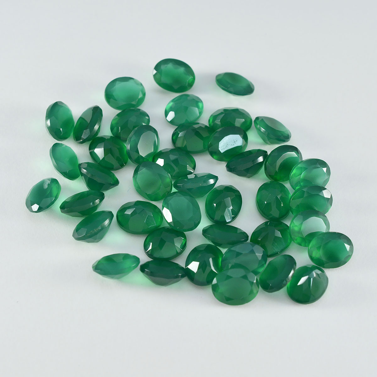 Green Onyx 1PC Tiny 5x7 MM Oval Faceted Green Polished Semi Precious Loose Gemstones