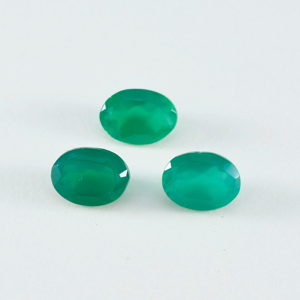 Green Onyx 1PC Medium 7x10 MM Oval Faceted Green Shine Semi Precious Loose Gemstones