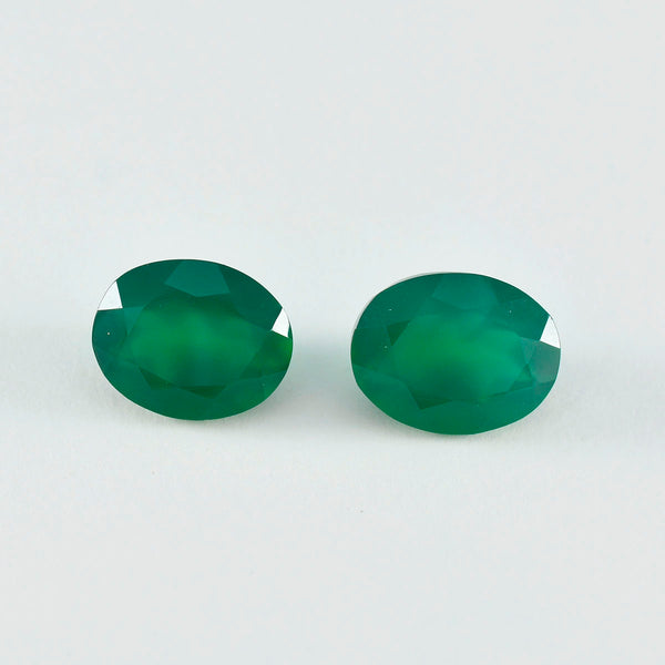 Green Onyx 1PC Large 8x12 MM Oval Faceted Green Natural Semi Precious Loose Gemstone
