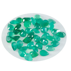 Green Onyx 1PC Small 6x8 MM Pear Faceted Green Fiery Semi Precious Loose Gemstone