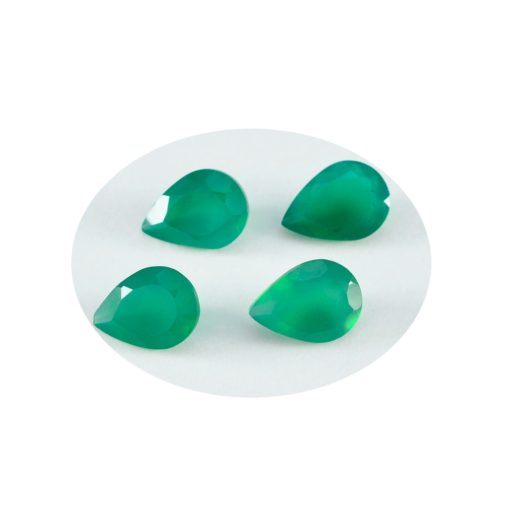 Green Onyx 1PC Small 6x9 MM Pear Faceted Green Brilliant Semi Precious Loose Gemstones
