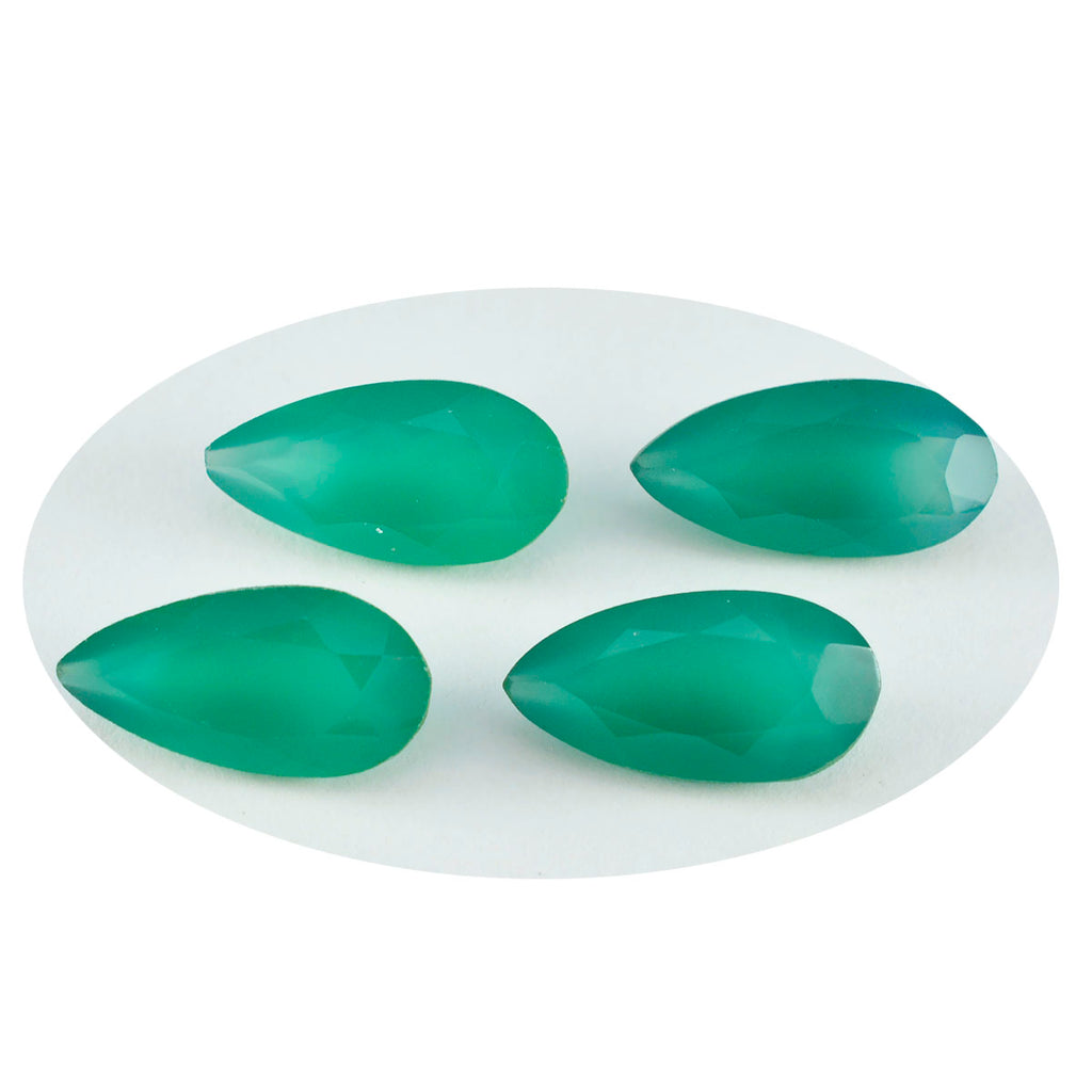 Green Onyx 1PC Large 8x12 MM Pear Faceted Green Lustrous Semi Precious Gems
