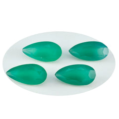 Green Onyx 1PC Large 8x12 MM Pear Faceted Green Lustrous Semi Precious Gems