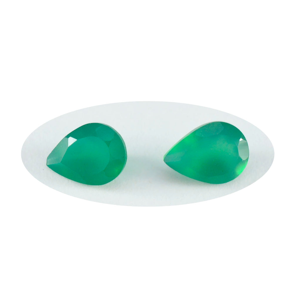 Green Onyx 1PC Large 9x11 MM Pear Faceted Green Luster Semi Precious Loose Gemstones