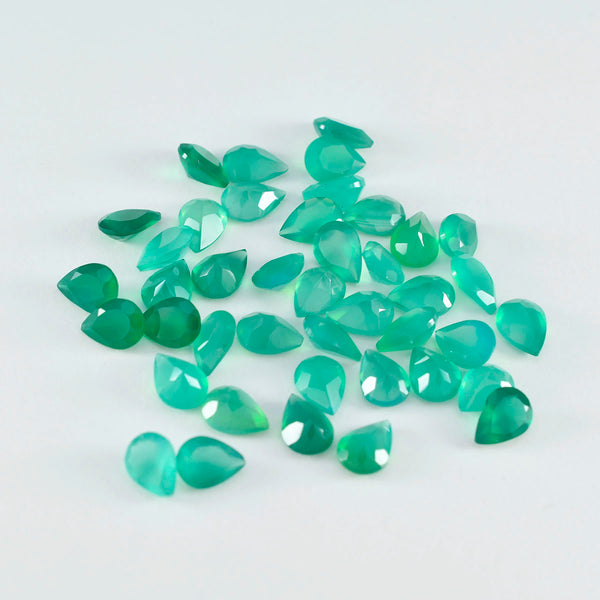 Green Onyx 1PC Large 9x11 MM Pear Faceted Green Luster Semi Precious Loose Gemstones