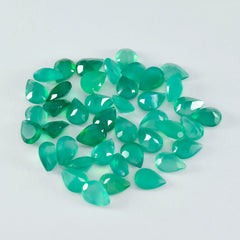 Green Onyx 1PC Tiny 5x7 MM Pear Faceted Green Pure Semi Precious Loose Gems