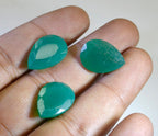 Green Onyx 1PC Medium 7x10 MM Pear Faceted Green Polished Semi Precious Loose Gems