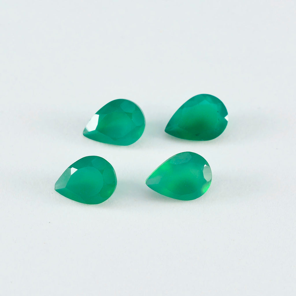Green Onyx 1PC Small 7x9 MM Pear Faceted Green Sparkling Semi Precious Gems