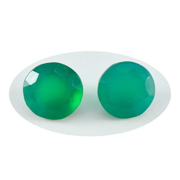 Green Onyx 1PC Large 10x10 MM Round Faceted Green Shine Semi Precious Loose Gems