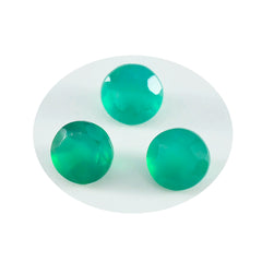 Grüner Onyx, 1 Stück, klein, 8 x 8 mm, rund, facettiert, grüner Glanz, Halbedelsteine, lose Edelsteine