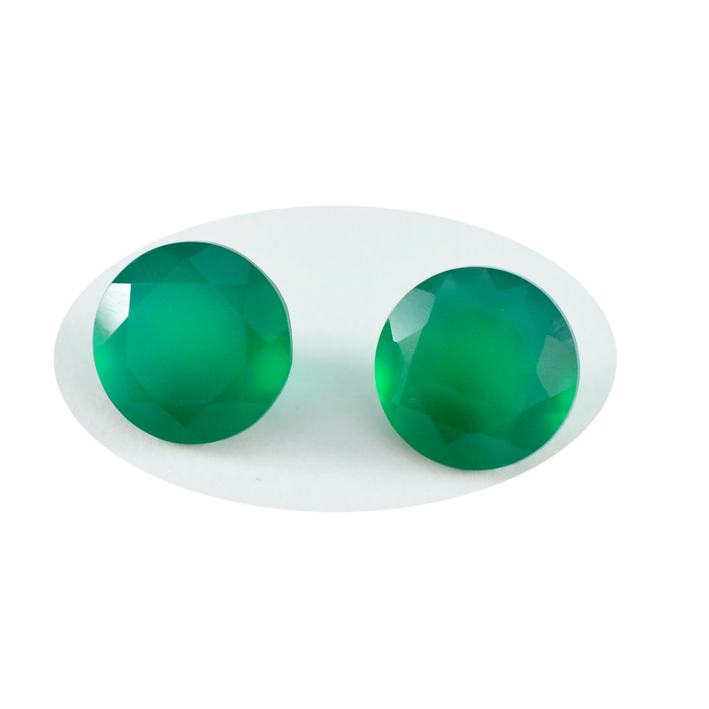 Green Onyx 1PC Medium 9x9 MM Round Faceted Green Lustrous Semi Precious Gems