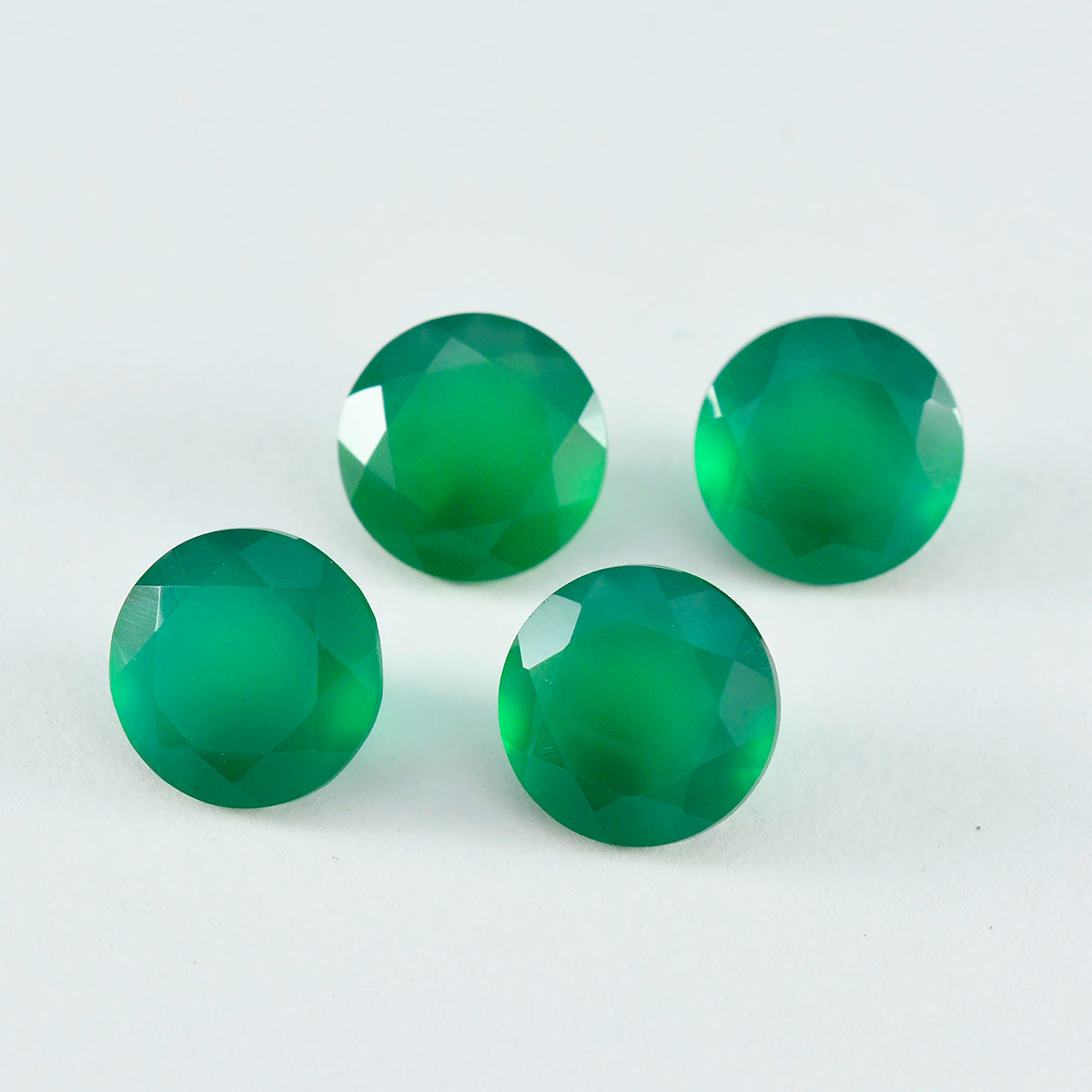 Green Onyx 1PC Medium 9x9 MM Round Faceted Green Lustrous Semi Precious Gems