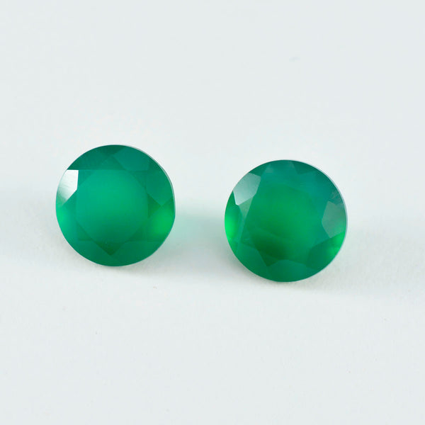 Green Onyx 1PC Chunky 13x13 MM Round Faceted Green Natural Semi Precious Gems