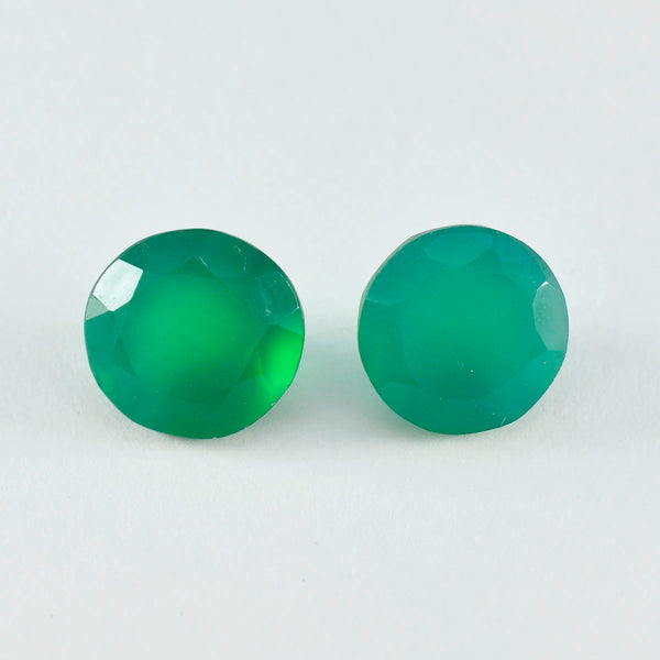 Green Onyx 1PC Chunky 14x14 MM Round Faceted Green Genuine Semi Precious Loose Gems