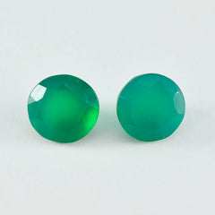 Grüner Onyx, 1 Stück, grob, 14 x 14 mm, rund, facettiert, grün, echte Halbedelsteine, lose Edelsteine