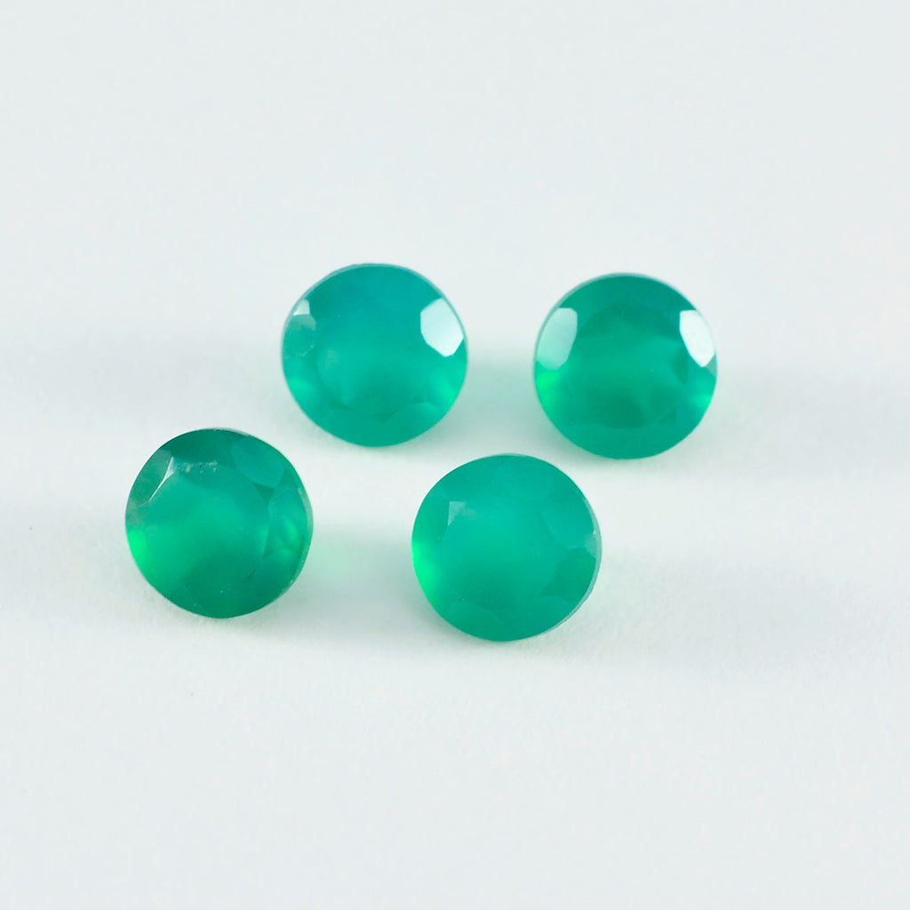 Green Onyx 1PC Small 8x8 MM Round Faceted Green Luster Semi Precious Loose Gemstones