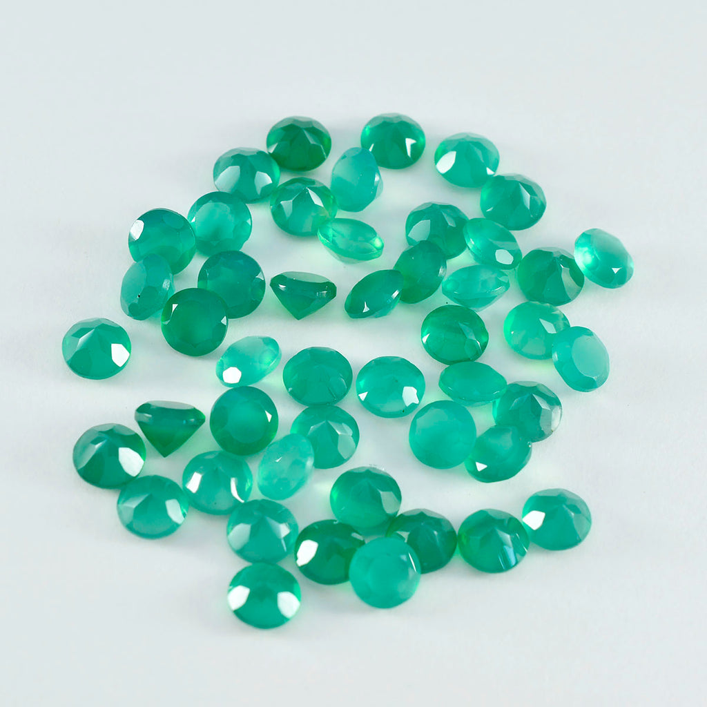 Green Onyx 10PC Tiny 3x3 MM Round Faceted Green Fiery Semi Precious Loose Gemstone