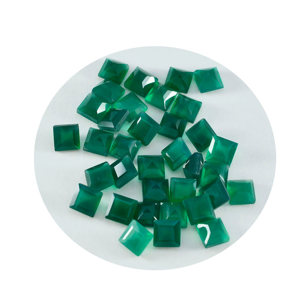 Green Onyx 10PC Tiny 3x3 MM Square Faceted Green Fiery Semi Precious Loose Gemstone