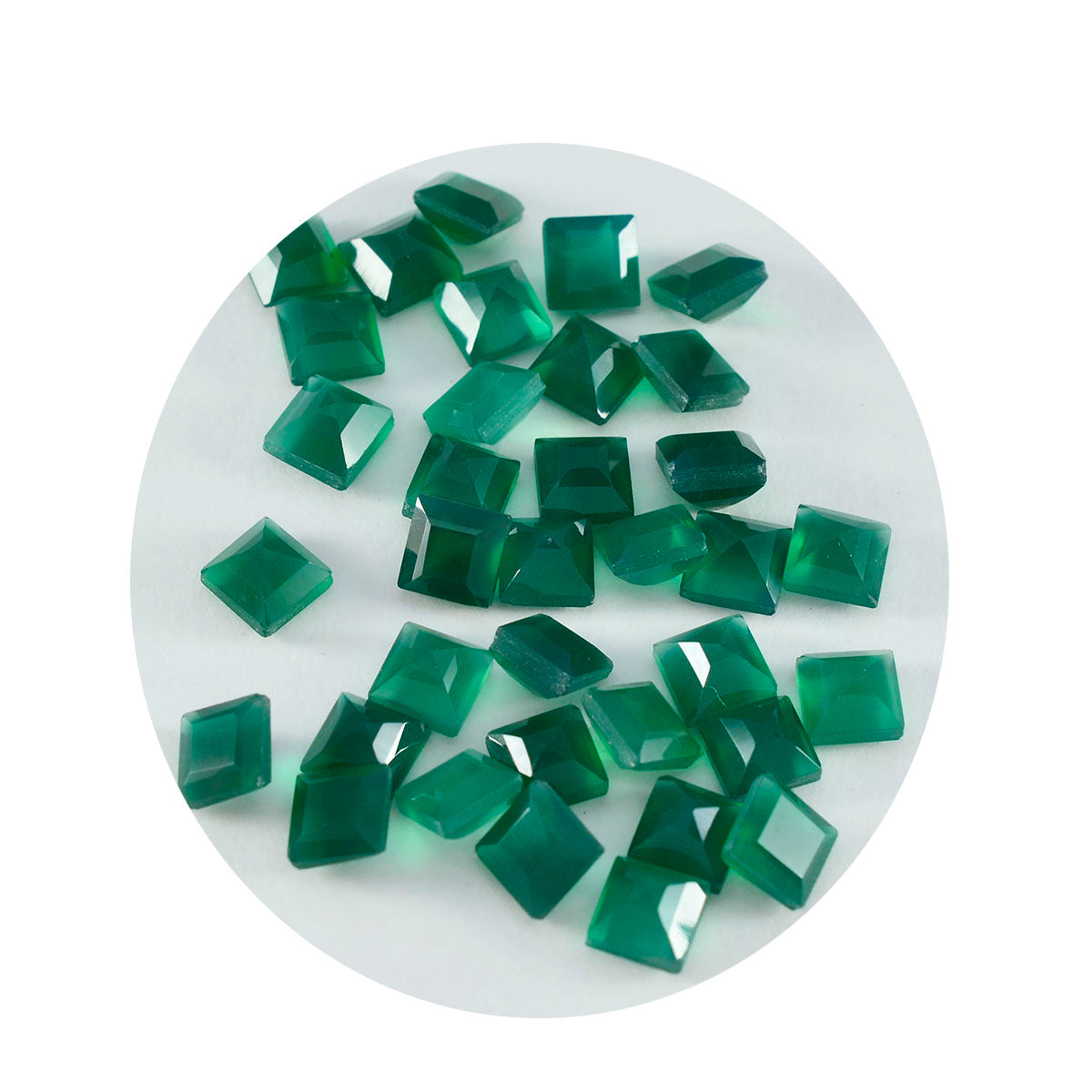 Green Onyx 1PC Tiny 5x5 MM Square Faceted Green Sparkling Semi Precious Gems Главное изображение товара