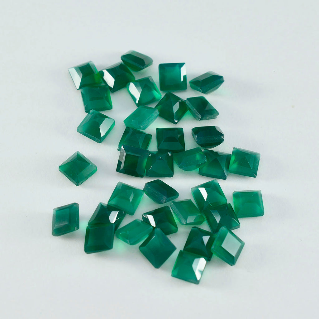 Green Onyx 1PC Small 8x8 MM Square Faceted Green Luster Semi Precious Loose Gemstones