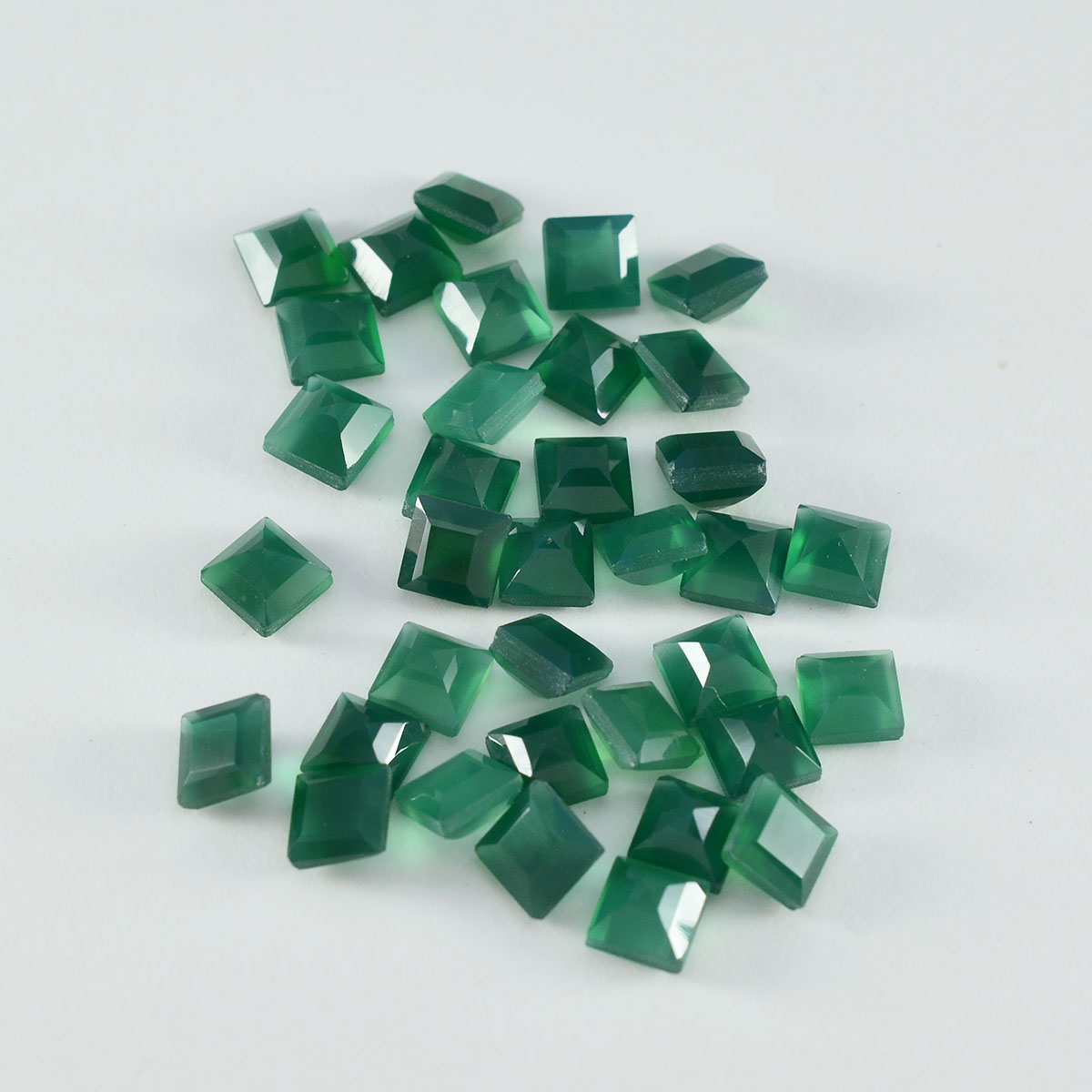 Green Onyx 1PC Tiny 6x6 MM Square Faceted Green Polished Semi Precious Loose Gems Immagine principale del prodotto