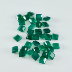Green Onyx 1PC Medium 9x9 MM Square Faceted Green Lustrous Semi Precious Gems
