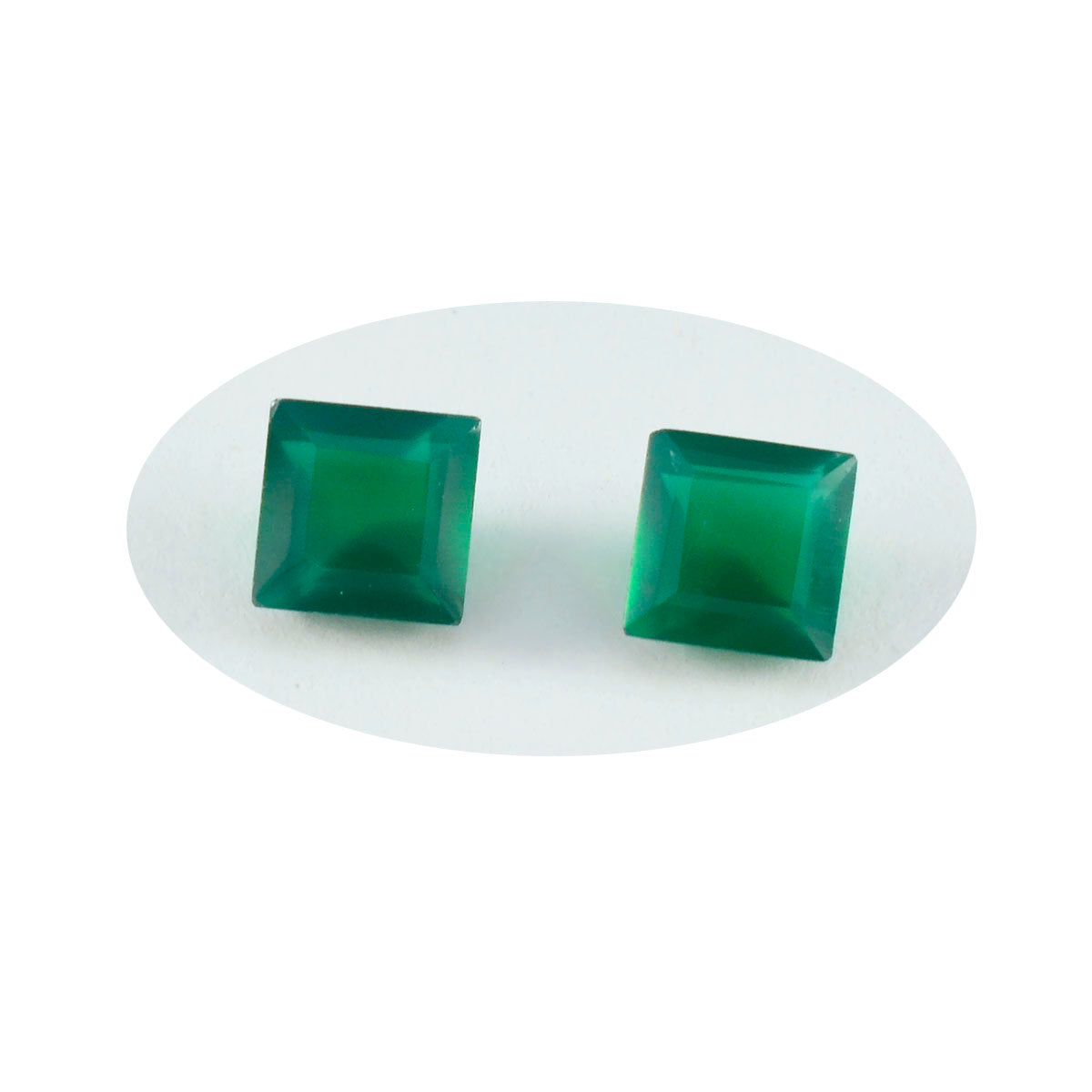 Green Onyx 1PC Medium 9x9 MM Square Faceted Green Lustrous Semi Precious Gems
