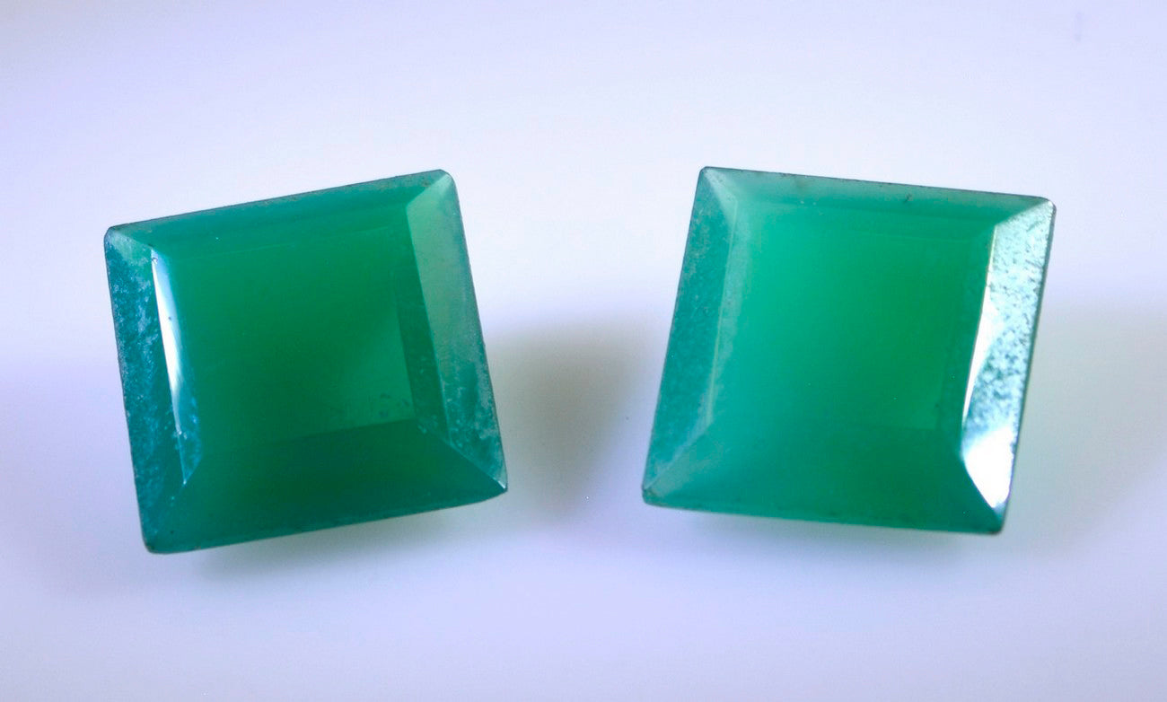 Green Onyx 1PC Large 12x12 MM Square Faceted Green High Quality Semi Precious Loose Gemstones
