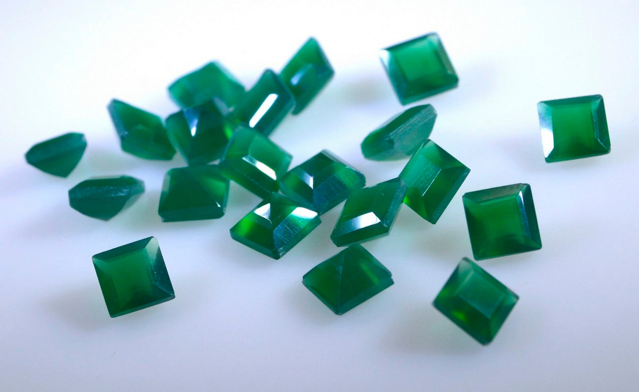 Green Onyx 1PC Chunky 16x16 MM Square Faceted Green Pure Semi Precious Loose Gemstones Secundaire afbeelding