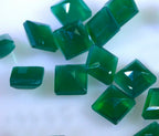 Green Onyx 10PC Tiny 4x4 MM Square Faceted Green Brilliant Semi Precious Loose Gemstones