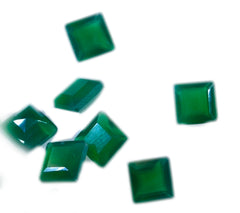Green Onyx 1PC Tiny 5x5 MM Square Faceted Green Sparkling Semi Precious Gems