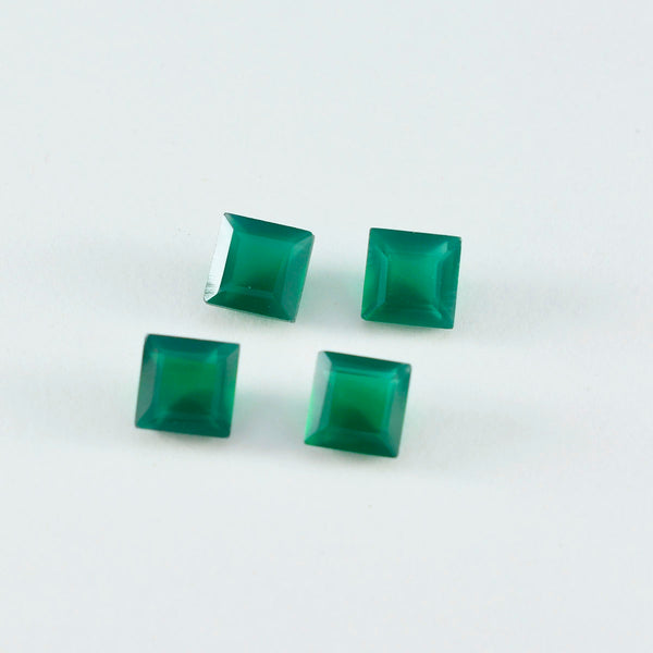 Green Onyx 1PC Medium 9x9 MM Square Faceted Green Lustrous Semi Precious Gems