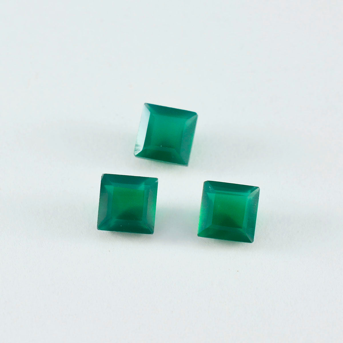 Green Onyx 1PC Small 7x7 MM Square Faceted Green Splendid Semi Precious Loose Gemstone