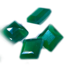 Green Onyx 1PC Medium 9x9 MM Square Faceted Green Lustrous Semi Precious Gems