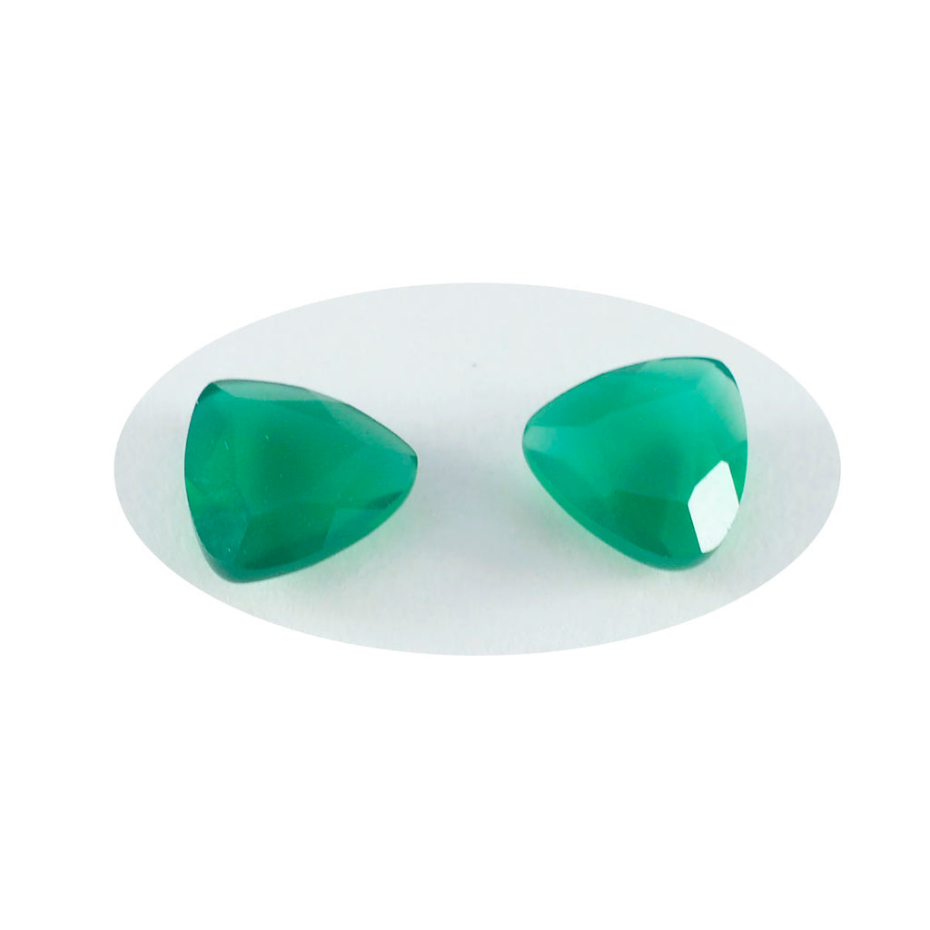 Green Onyx 1PC Large 10x10 MM Triangle Faceted Green Shine Semi Precious Loose Gems