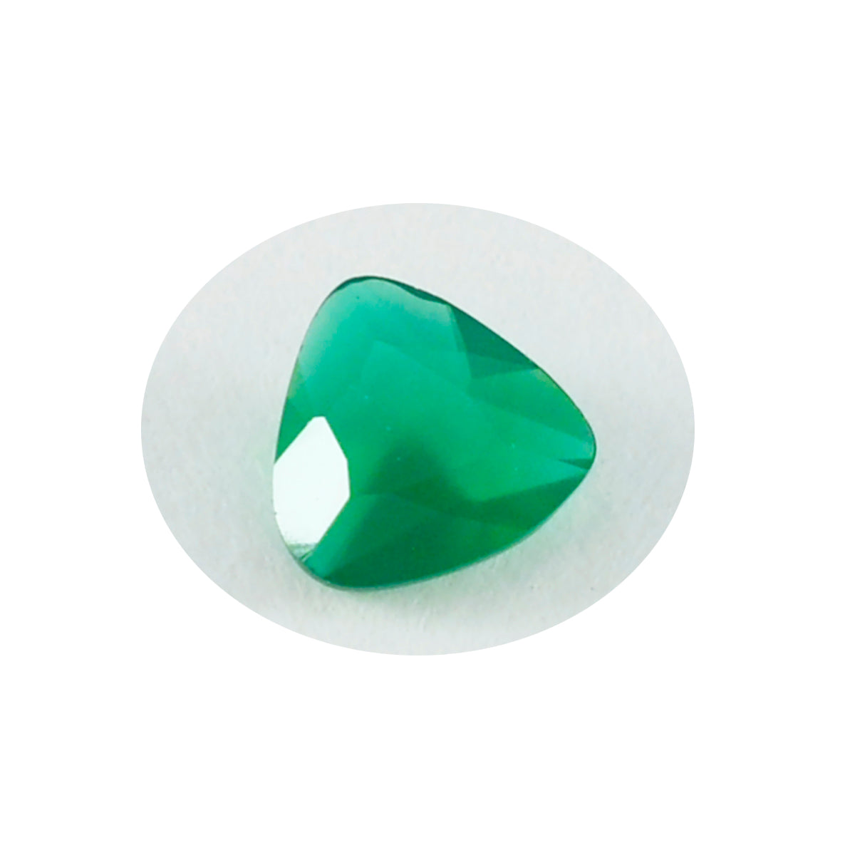 Green Onyx 1PC Chunky 14x14 MM Triangle Faceted Green Genuine Semi Precious Loose Gems Main image