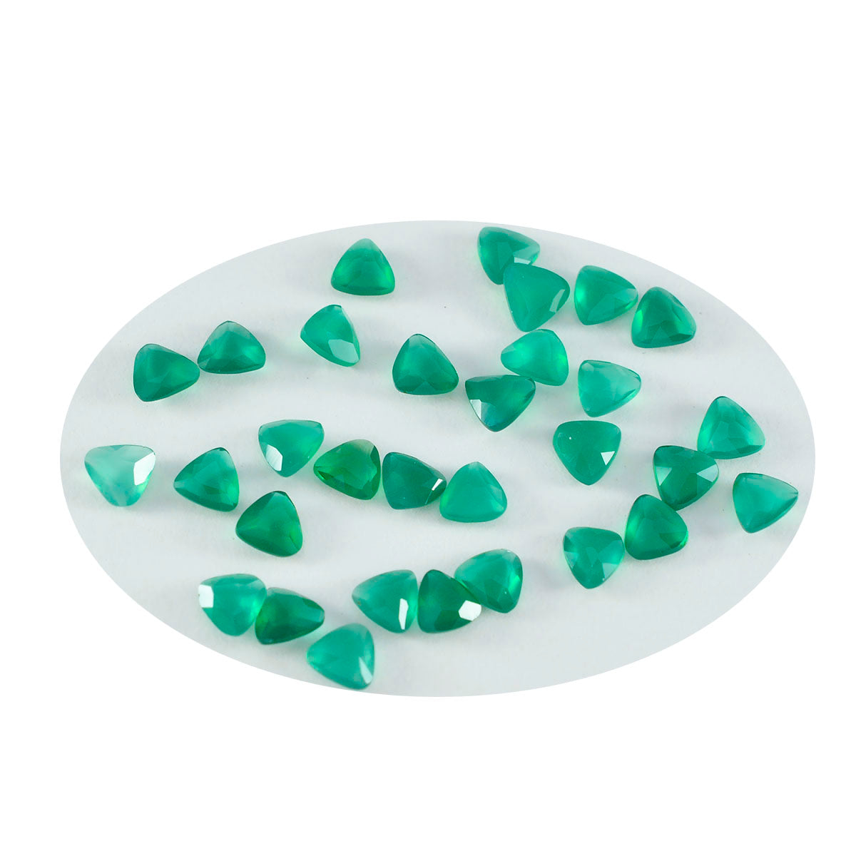 Green Onyx 1PC Tiny 6x6 MM Triangle Faceted Green Polished Semi Precious Loose Gems