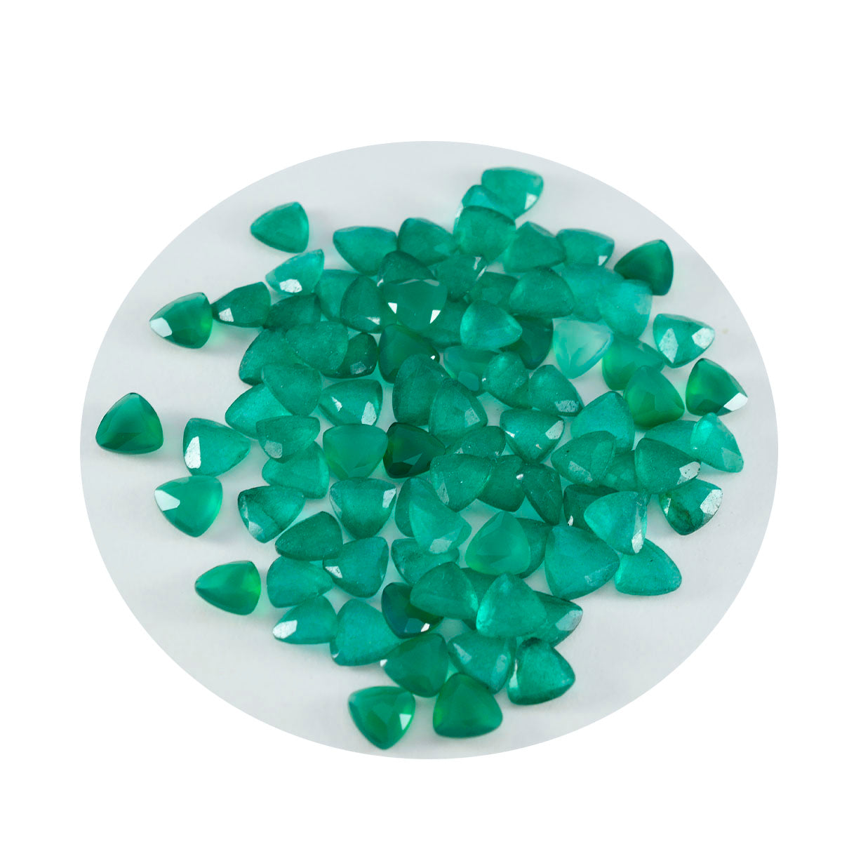 Green Onyx 1PC Small 8x8 MM Triangle Faceted Green Luster Semi Precious Loose Gemstones Immagine secondaria del prodotto