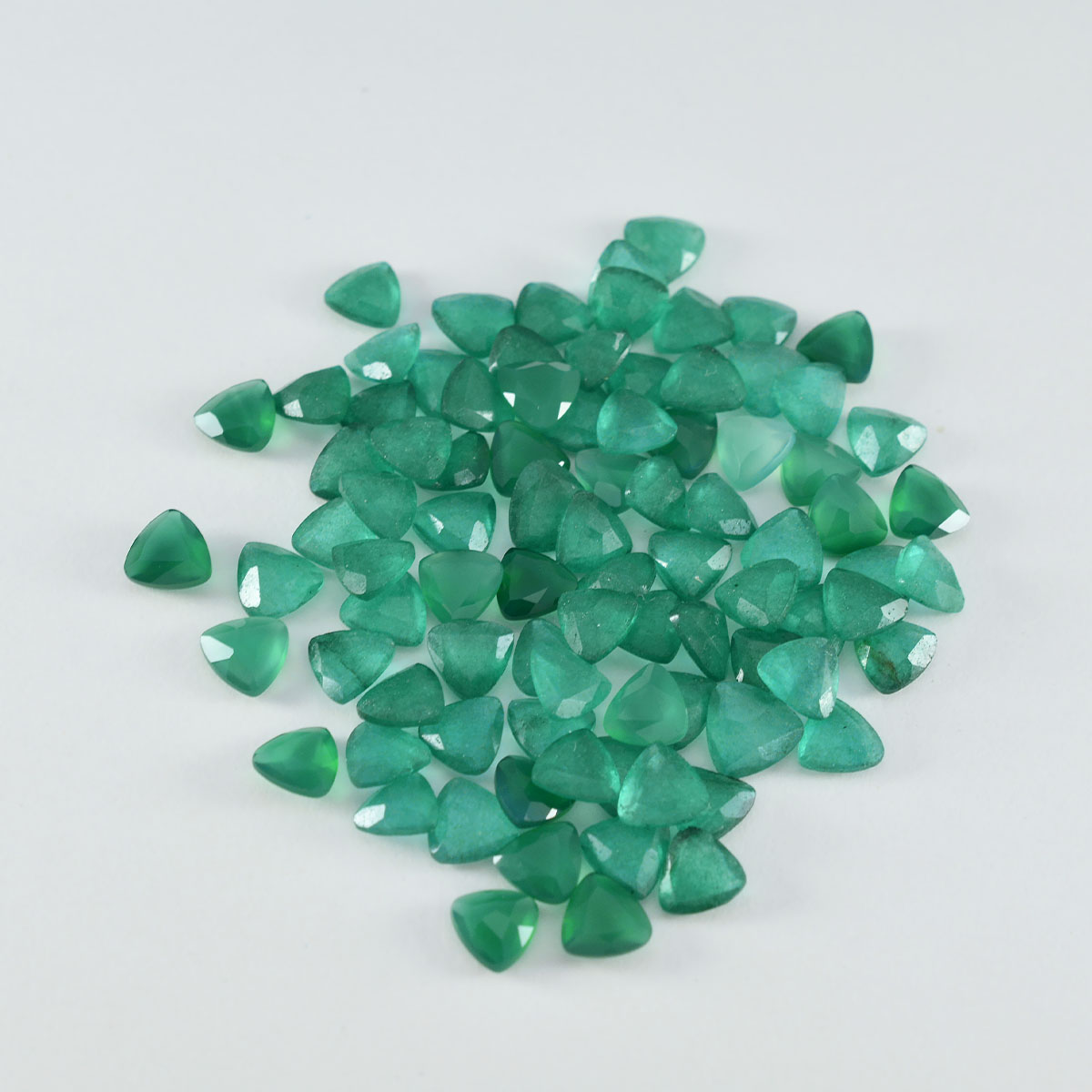 Green Onyx 1PC Small 8x8 MM Triangle Faceted Green Luster Semi Precious Loose Gemstones