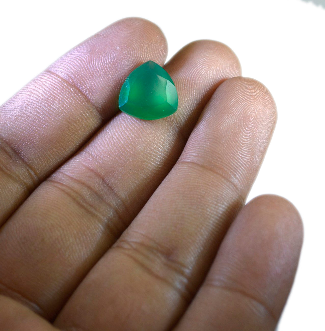 Green Onyx 1PC Large 12x12 MM Triangle Faceted Green High Quality Semi Precious Loose Gemstones