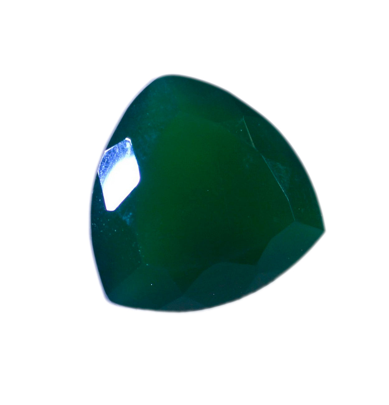 Green Onyx 1PC Chunky 15x15 MM Triangle Faceted Green Superior Semi Precious Loose Gemstone