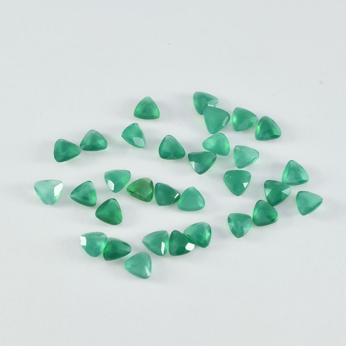 Green Onyx 10PC Tiny 5x5 MM Triangle Faceted Green Sparkling Semi Precious Gems