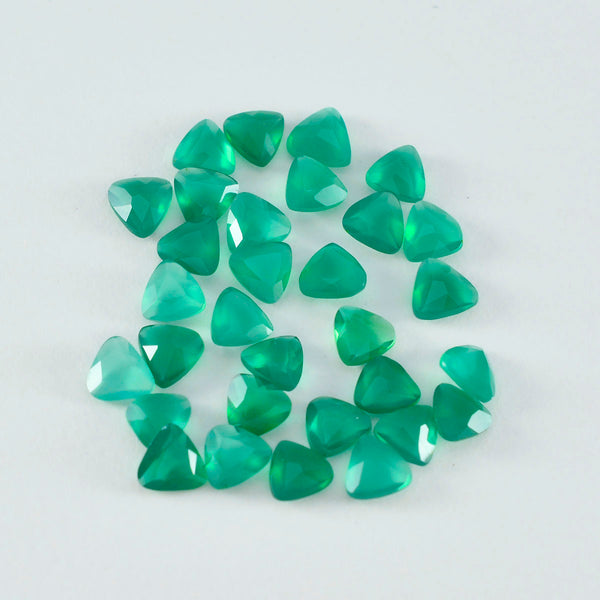 Green Onyx 1PC Medium 9x9 MM Triangle Faceted Green Lustrous Semi Precious Gems