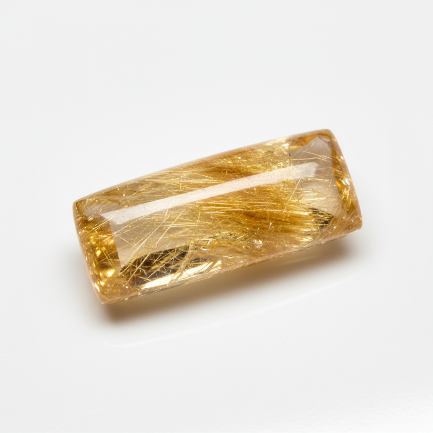 Golden Rutile 10PC Tiny 4x8 MM Baguette Cabochon Yellow Shine semi Precious Precious Gemstone Secundaire afbeelding