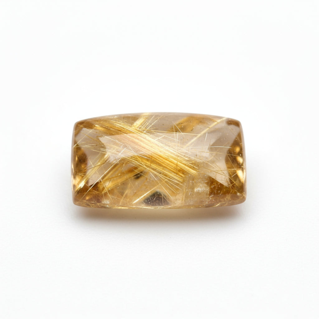 Golden Rutile 1PC Small 5x10 MM Baguette Cabochon Yellow Fine semi Precious Gems