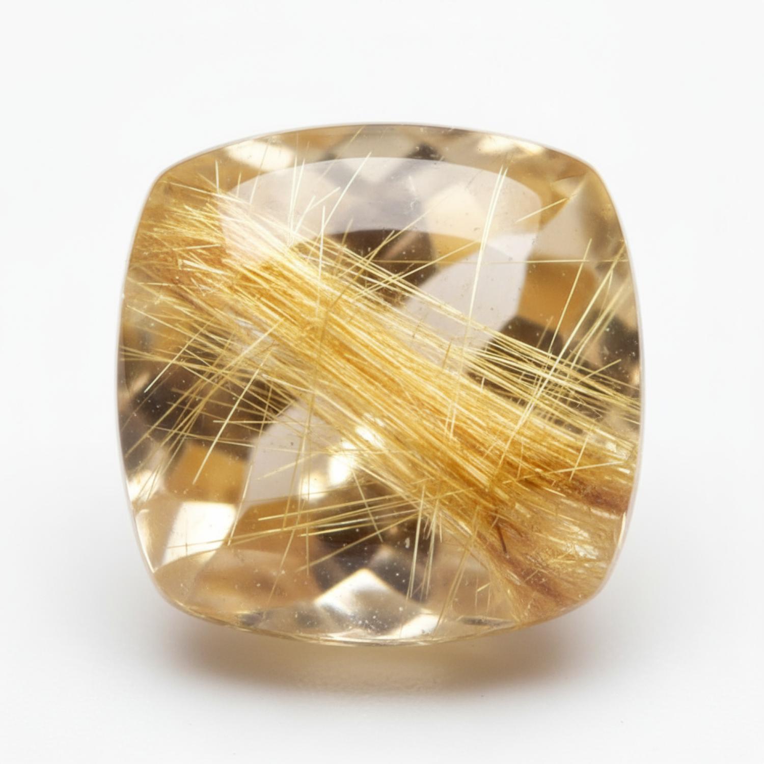 Golden Rutile 1PC Large 10x10 MM Cushion Cabochon Yellow Shine semi Precious Precious Gemstone Hoofdafbeelding